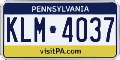 PA license plate KLM4037