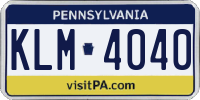 PA license plate KLM4040
