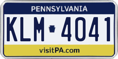 PA license plate KLM4041