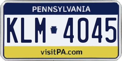 PA license plate KLM4045