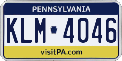 PA license plate KLM4046