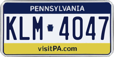 PA license plate KLM4047