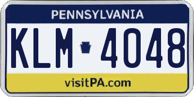 PA license plate KLM4048