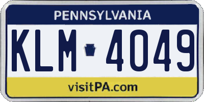 PA license plate KLM4049