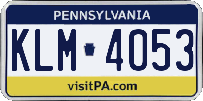 PA license plate KLM4053