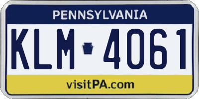 PA license plate KLM4061