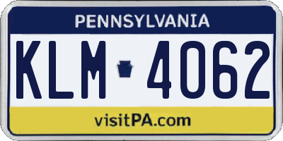 PA license plate KLM4062