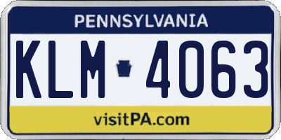 PA license plate KLM4063