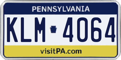 PA license plate KLM4064
