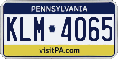 PA license plate KLM4065