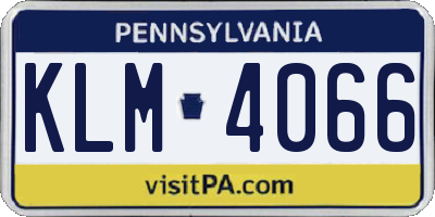 PA license plate KLM4066