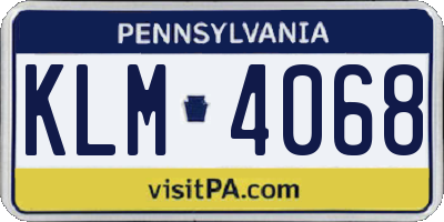 PA license plate KLM4068