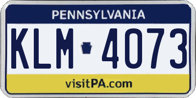 PA license plate KLM4073