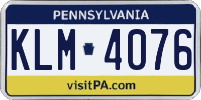PA license plate KLM4076