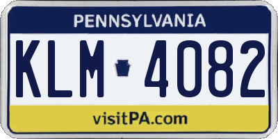 PA license plate KLM4082