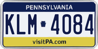 PA license plate KLM4084
