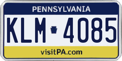 PA license plate KLM4085