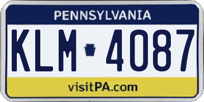 PA license plate KLM4087