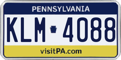 PA license plate KLM4088