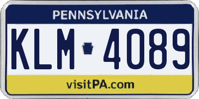 PA license plate KLM4089