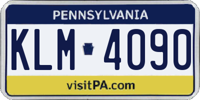 PA license plate KLM4090
