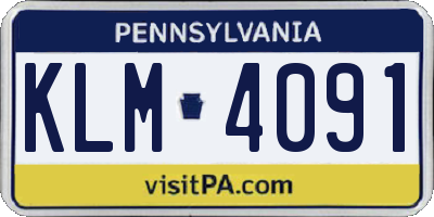 PA license plate KLM4091