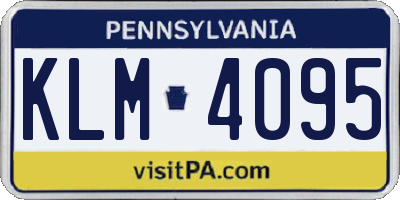 PA license plate KLM4095