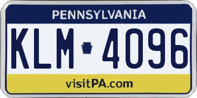 PA license plate KLM4096