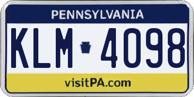 PA license plate KLM4098