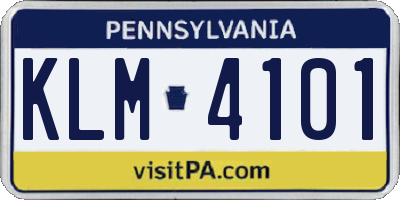 PA license plate KLM4101