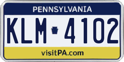 PA license plate KLM4102