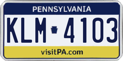 PA license plate KLM4103