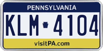 PA license plate KLM4104