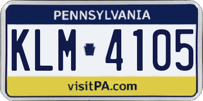PA license plate KLM4105