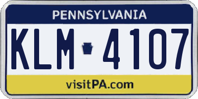 PA license plate KLM4107