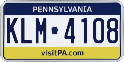 PA license plate KLM4108