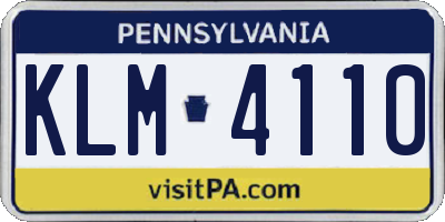 PA license plate KLM4110