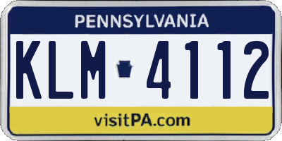PA license plate KLM4112