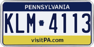 PA license plate KLM4113