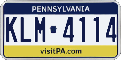 PA license plate KLM4114