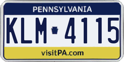 PA license plate KLM4115