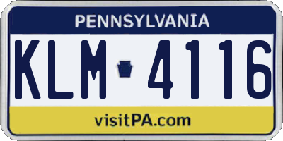 PA license plate KLM4116