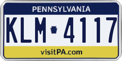 PA license plate KLM4117