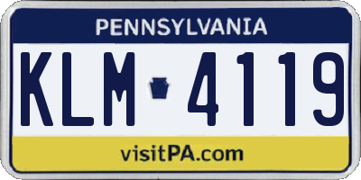 PA license plate KLM4119