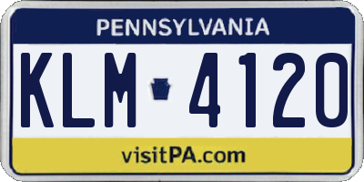 PA license plate KLM4120