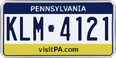 PA license plate KLM4121