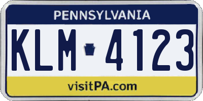 PA license plate KLM4123