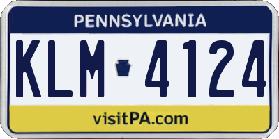 PA license plate KLM4124