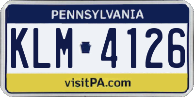 PA license plate KLM4126