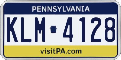 PA license plate KLM4128